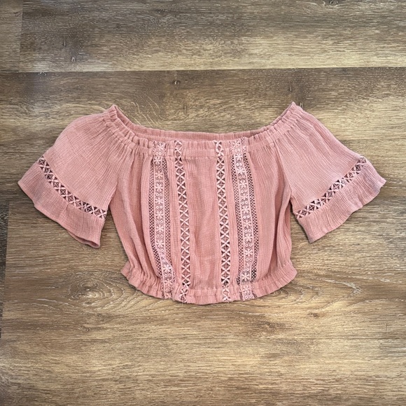 Love Tree Dusty Rose Off-Shoulder Blouse - Picture 1 of 6
